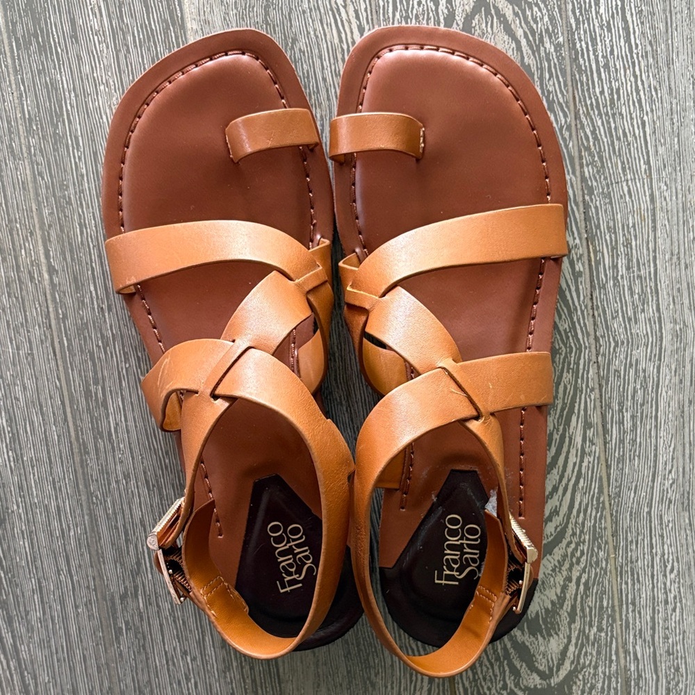 NWOT Franco Sarto Cognac Brown Strappy Sandals